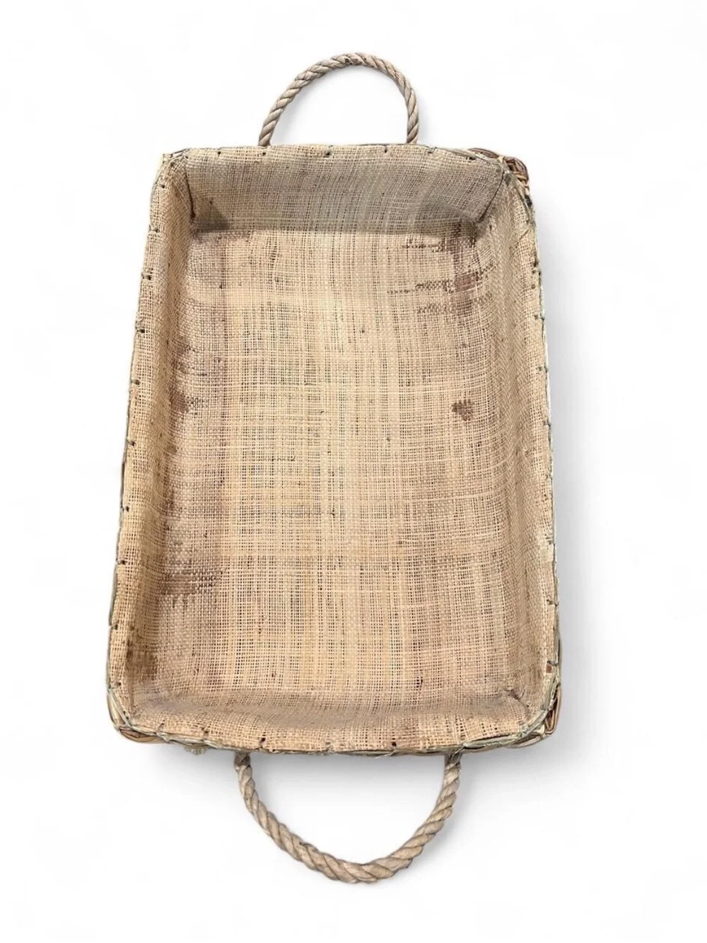Vintage 70s Woven Straw Raffia Basket